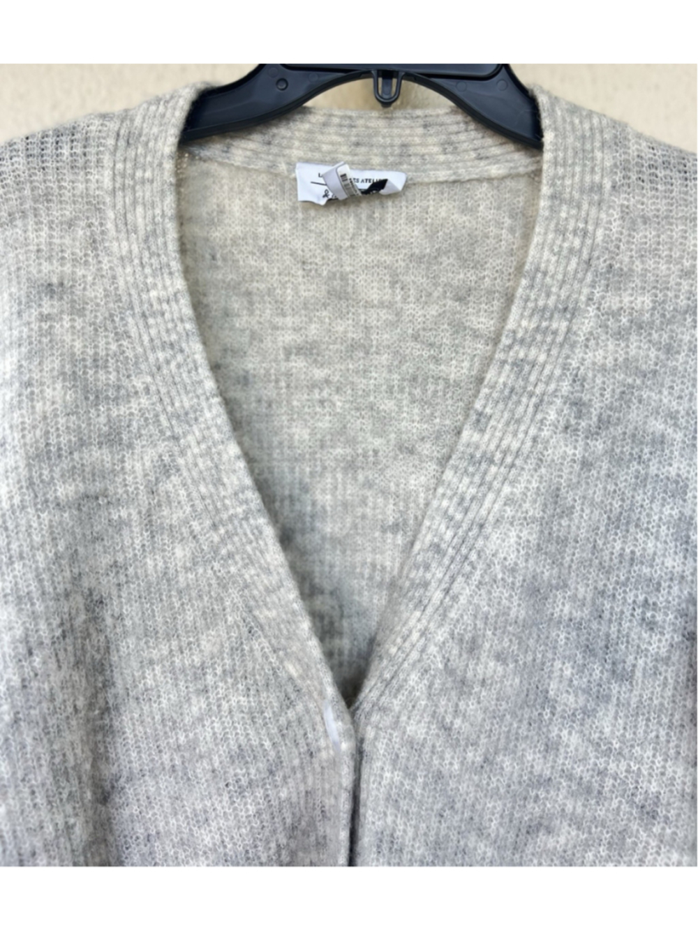 & OTHER STORIES Alpaca Wool Blend Cardigan Small Gray Melange Pockets Oversized - Picture 3 of 7